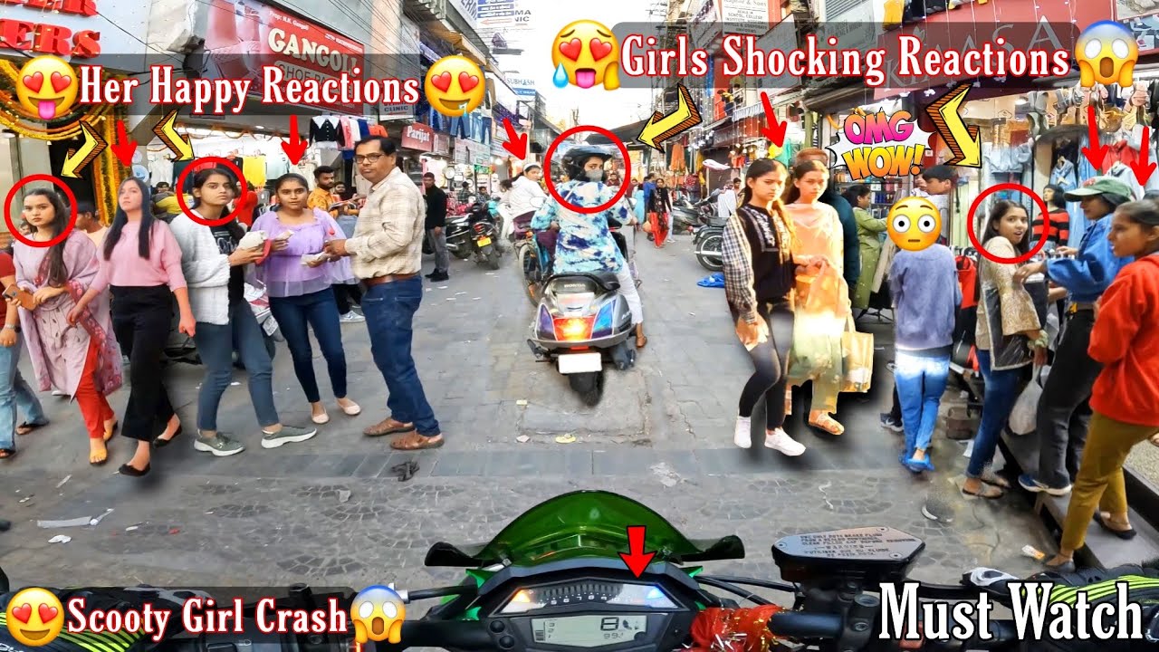 Cute Girls Shocking Market Reactions & Police Ne Z1000 Ko Kyu Roka😱 Aur Scooty Girl ka Hua Crash 😰