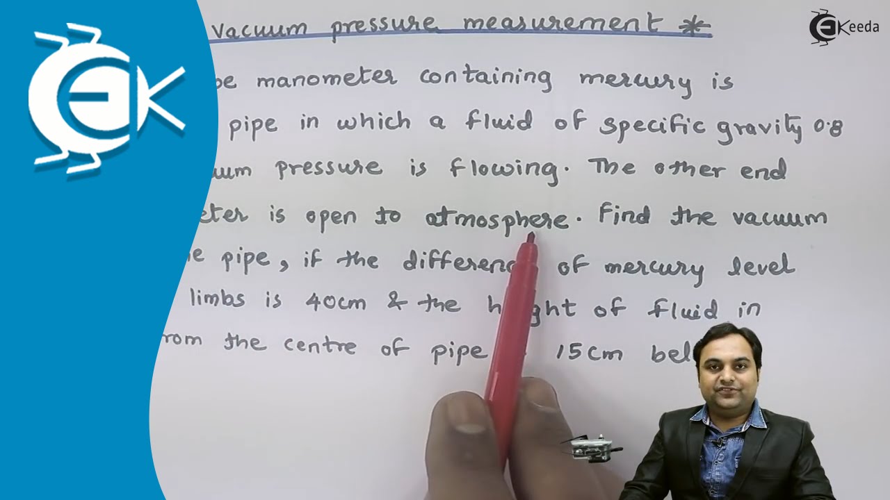 Problem No 2 on Simple U-Tube Manometer (Vaccum Pressure Measurement) - Fluid Mechanics 1