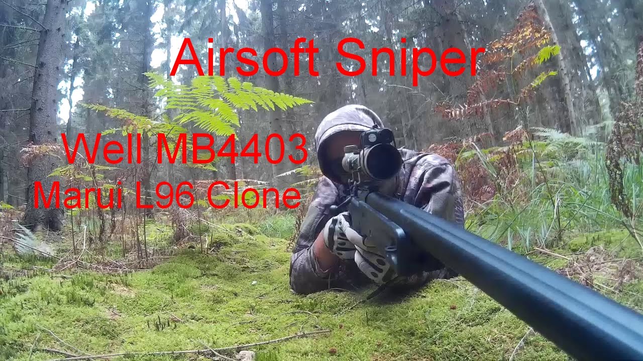 (Airsoft sniper)Well MB4403A/Marui L96 chinese copy | Fast unboxing/short game | Scopecam
