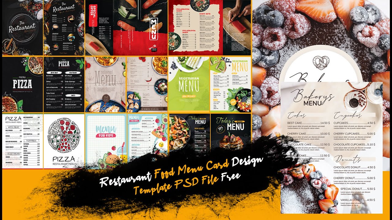 Food Menu | Restaurant Food Menu Card Design in Photoshop Psd Free📌