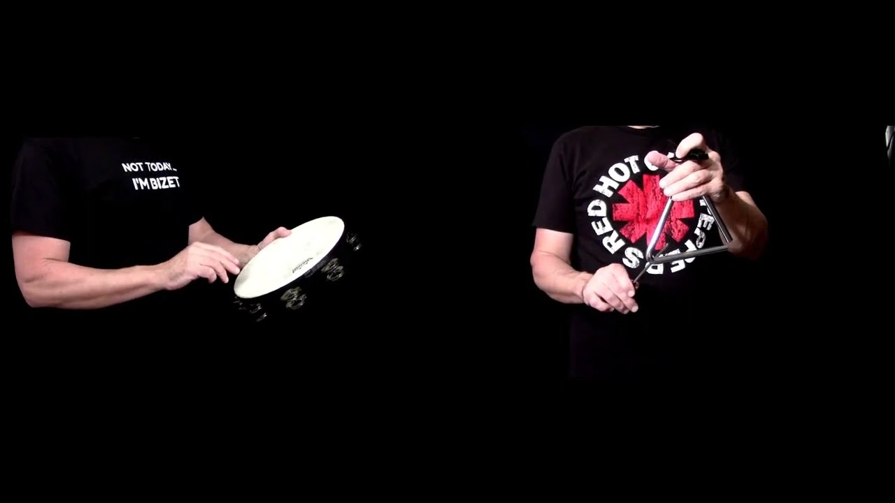 Bizet: Carmen - Habanera Tambourine & Triangle - Split Screen - Mark Goodin #drums