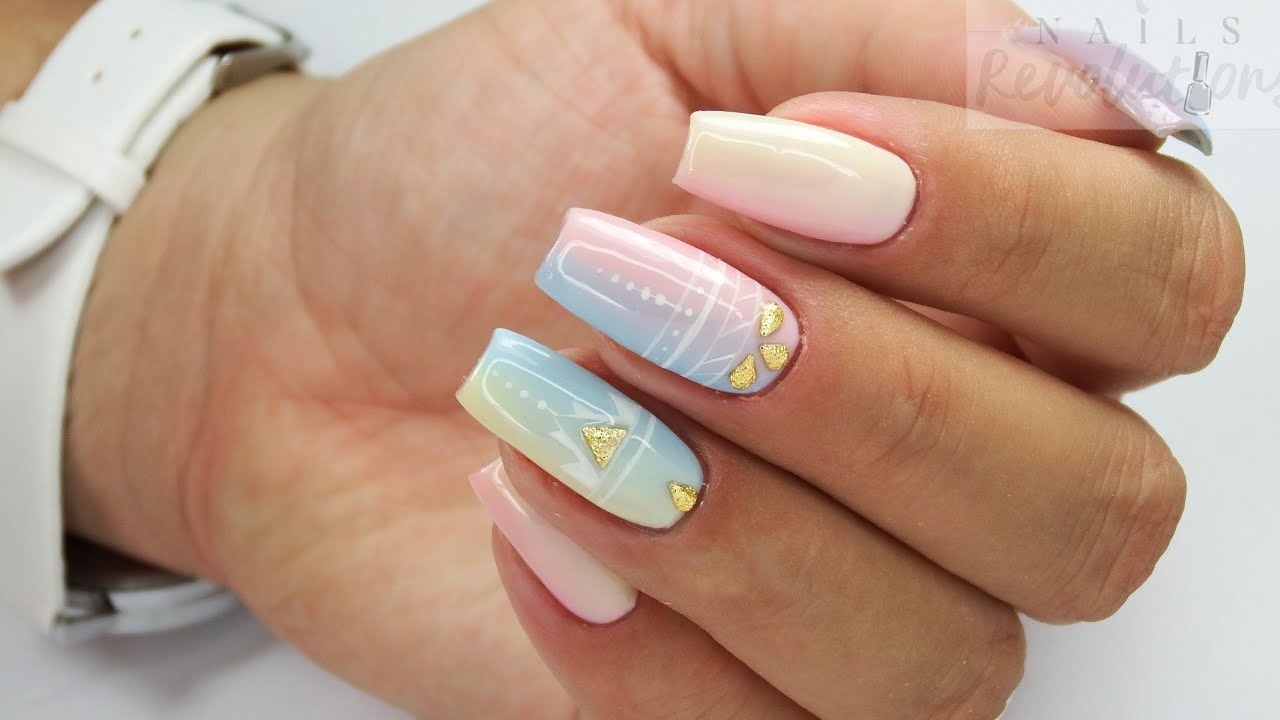 Summer aztec pastel nails art Tutorial step by step/ Charbonne #aztecnails #pastelnails