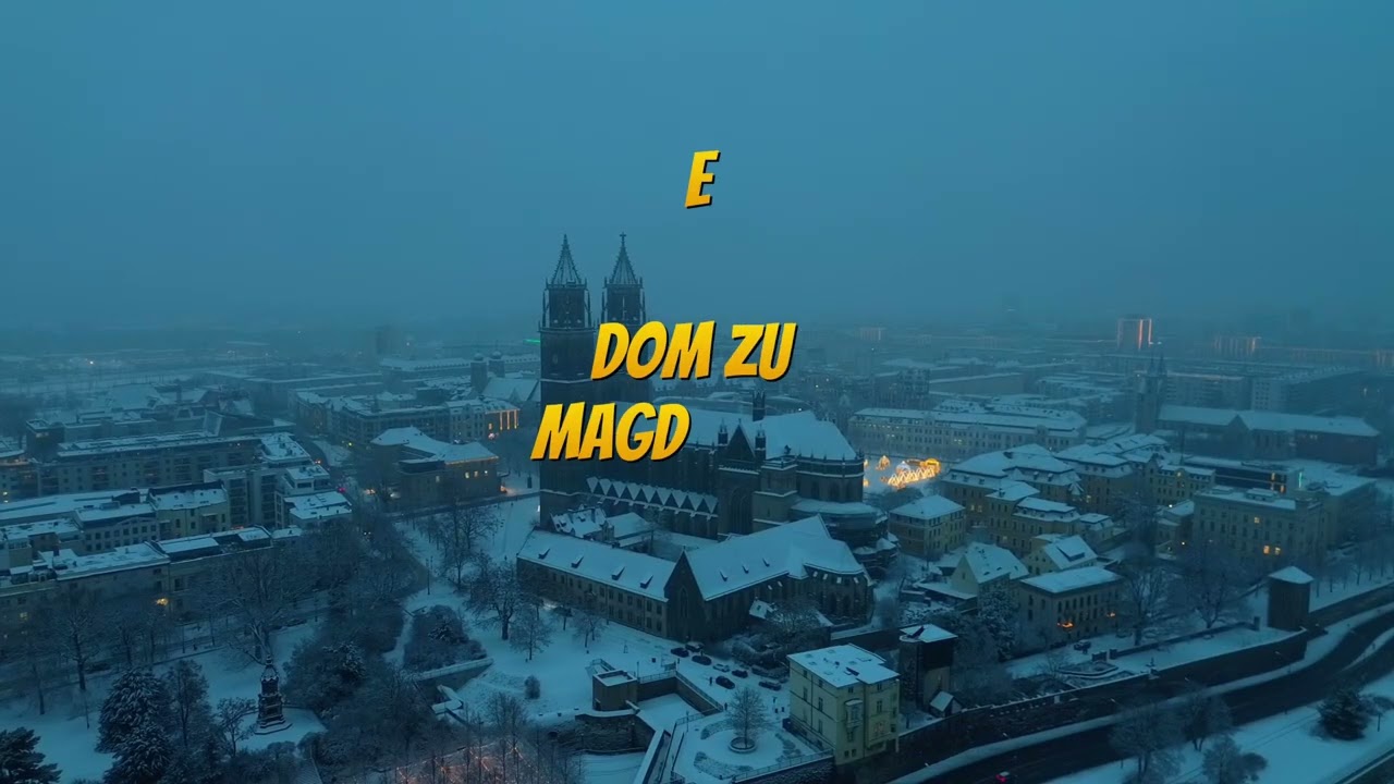 Magdeburg under fresh snow in cinematic 4k 