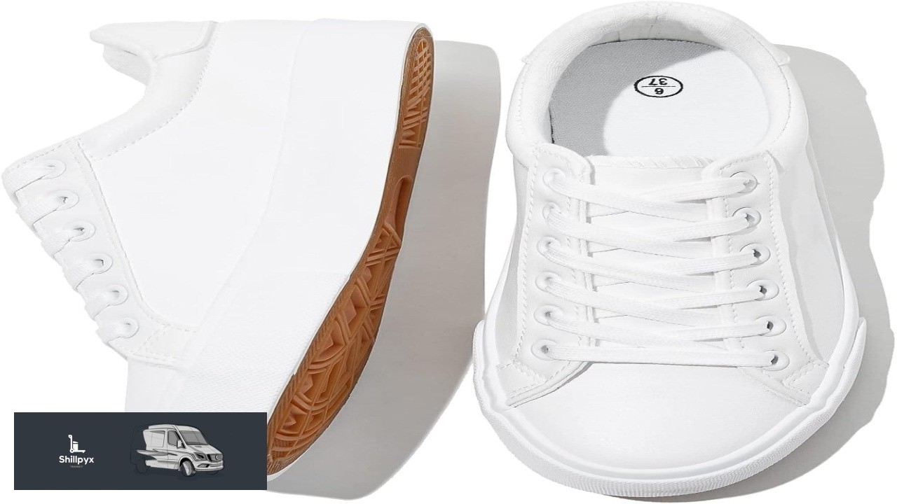 SERNIAL Womens White Tennis Shoes PU Leather Sneakers Casual Walking Shoes
