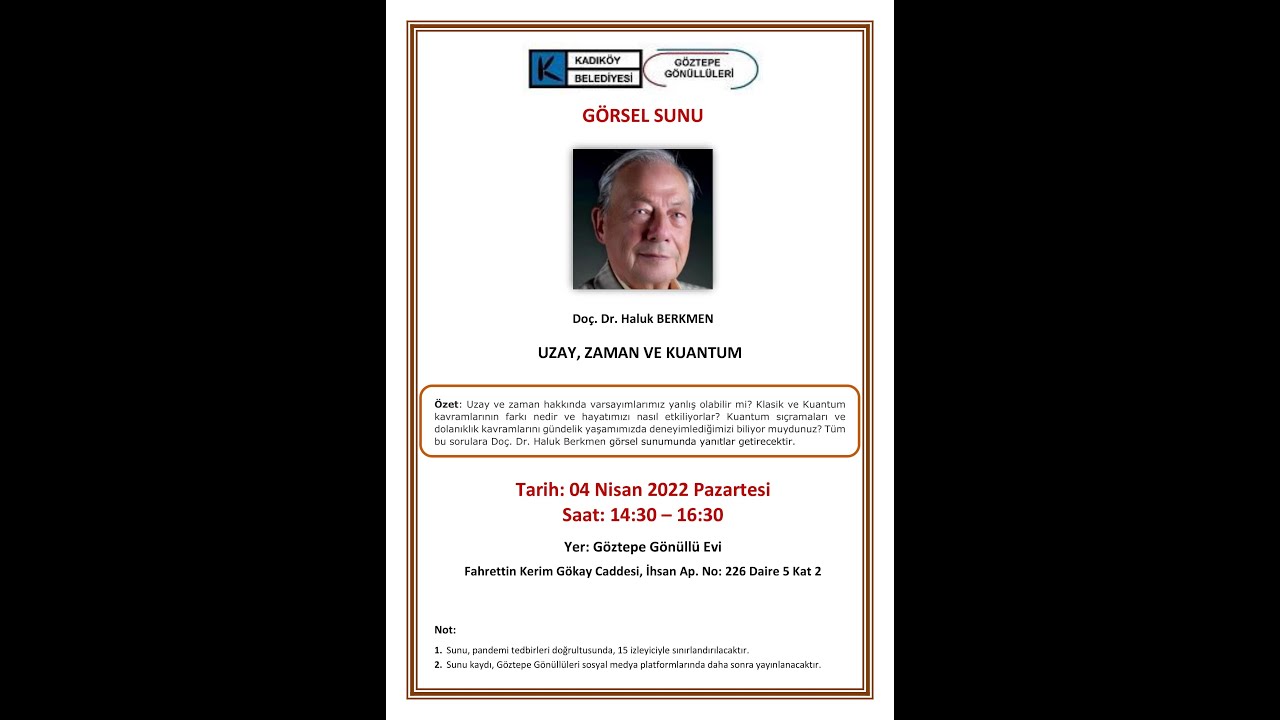 UZAY ZAMAN VE KUANTUM - Do&ccedil;. Dr. Haluk BERKMEN
