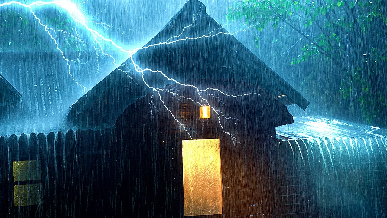 Heavy Rain and Thunderstorm Sounds Under Tin Roof ⛈️ Relaxing ASMR for Deep Sleep & Anxiety Relief