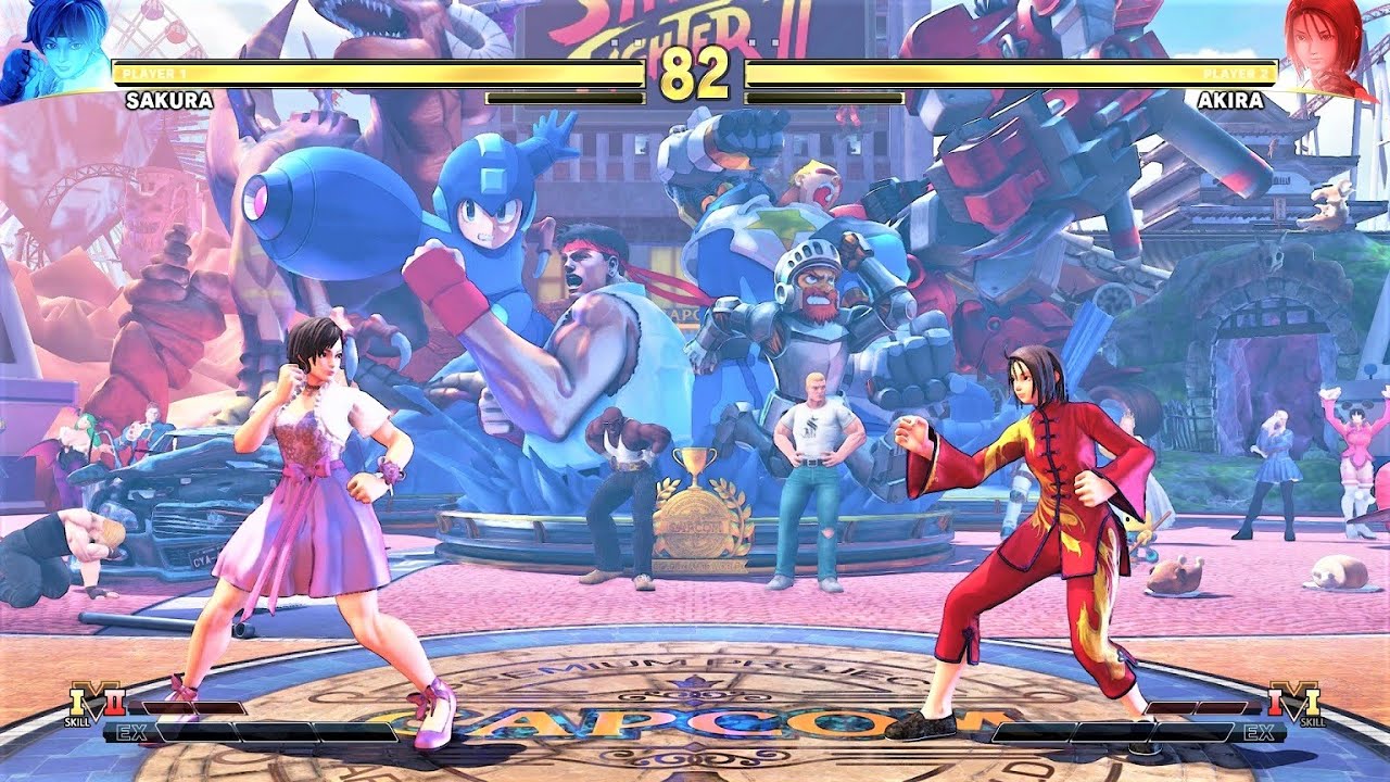 Sakura vs Rival School Akira (Hardest AI) - Street Fighter V