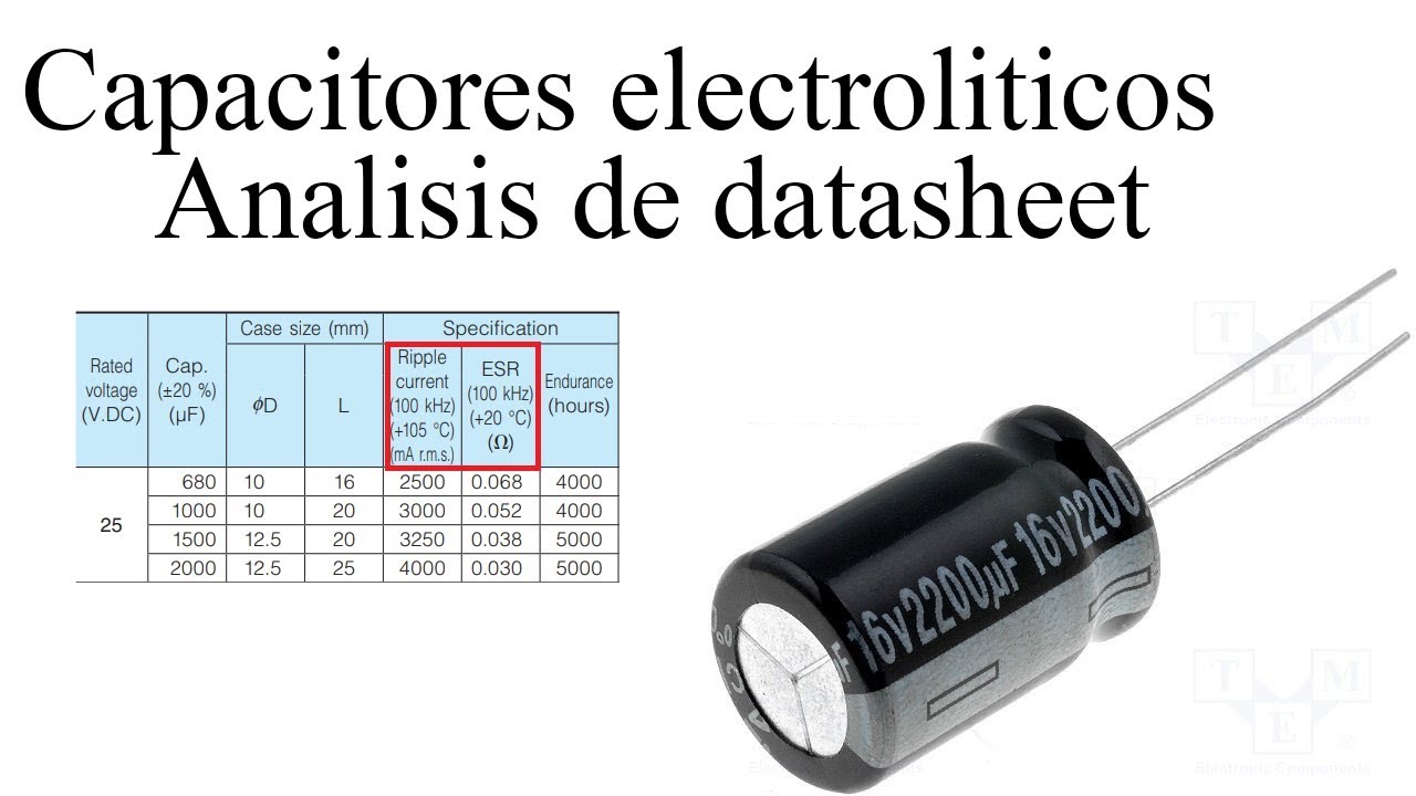 Capacitores electrol&iacute;ticos: an&aacute;lisis de datasheet