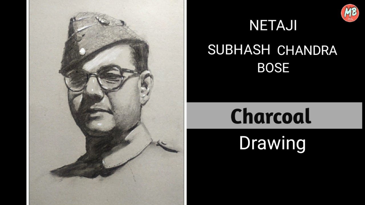 Netaji Subhash Chandra Bose Drawing / Charcoal Drawing /Portrait