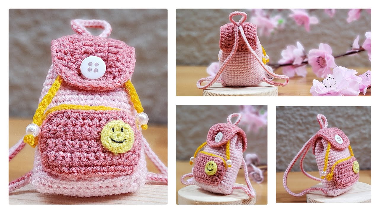 Crochet Keychain Mini Backpack | Amigurumi Tutorial | SpringDay DIY