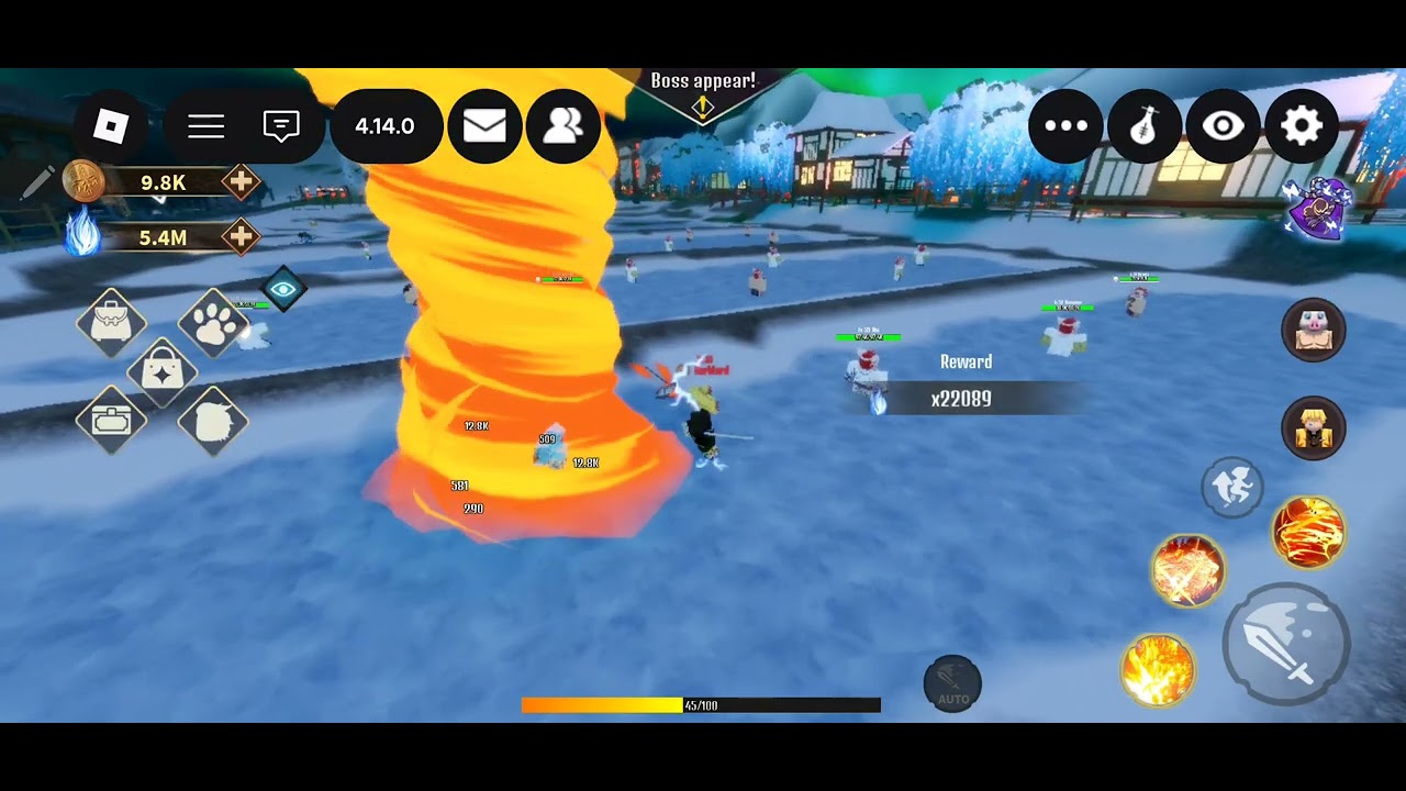 Playing Demon Slayer simulator on Roblox 