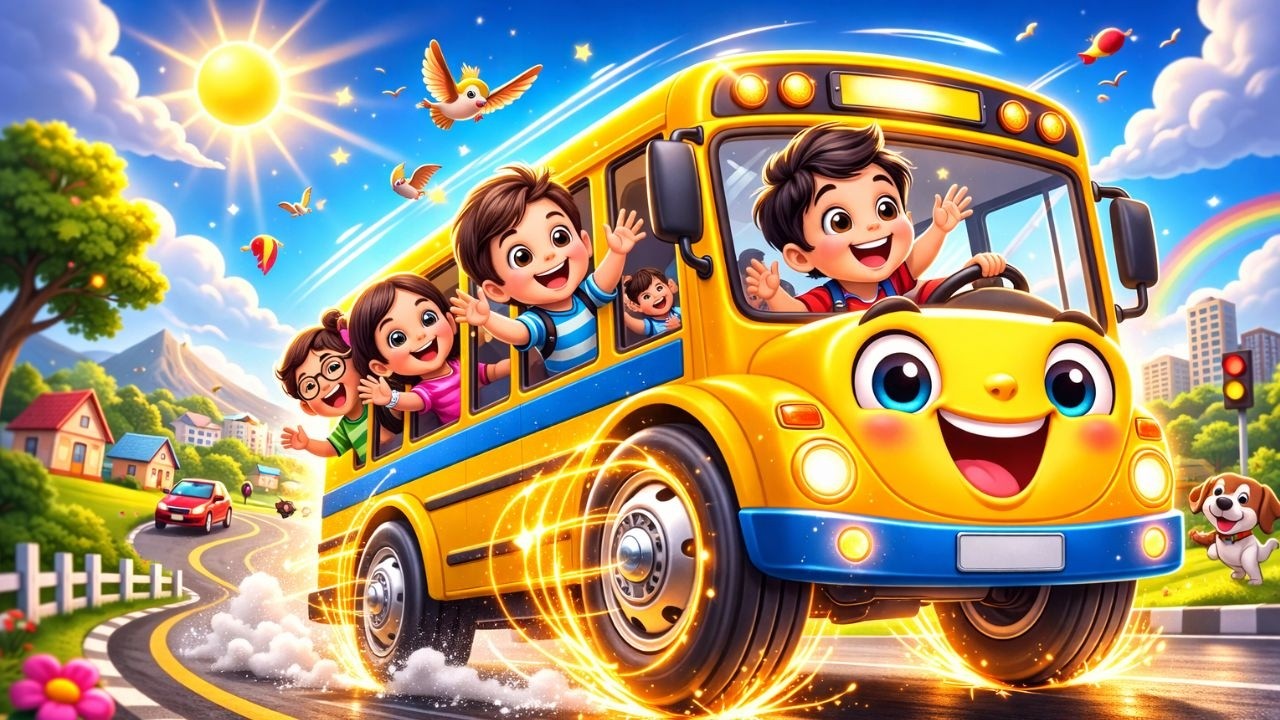 बस के पहिए घूमते हैं | Bus on Wheels | Hindi Vehicle Rhyme for Kids