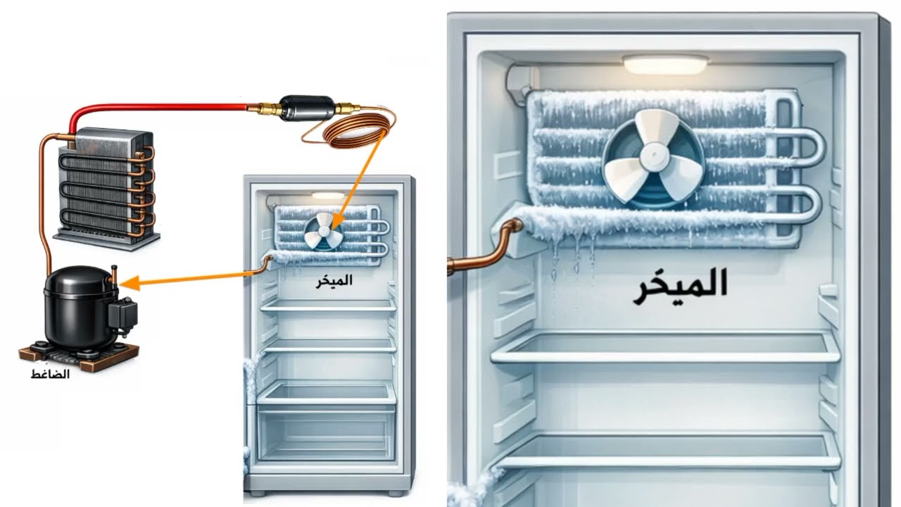 دورة التبريد داخل الثلاجة 