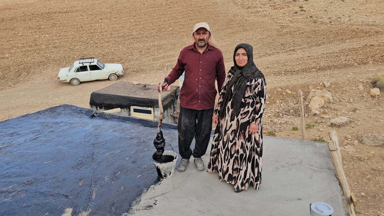 Preparing a stone structure for winter; can this bitumen save Ahmad and Farideh's house?