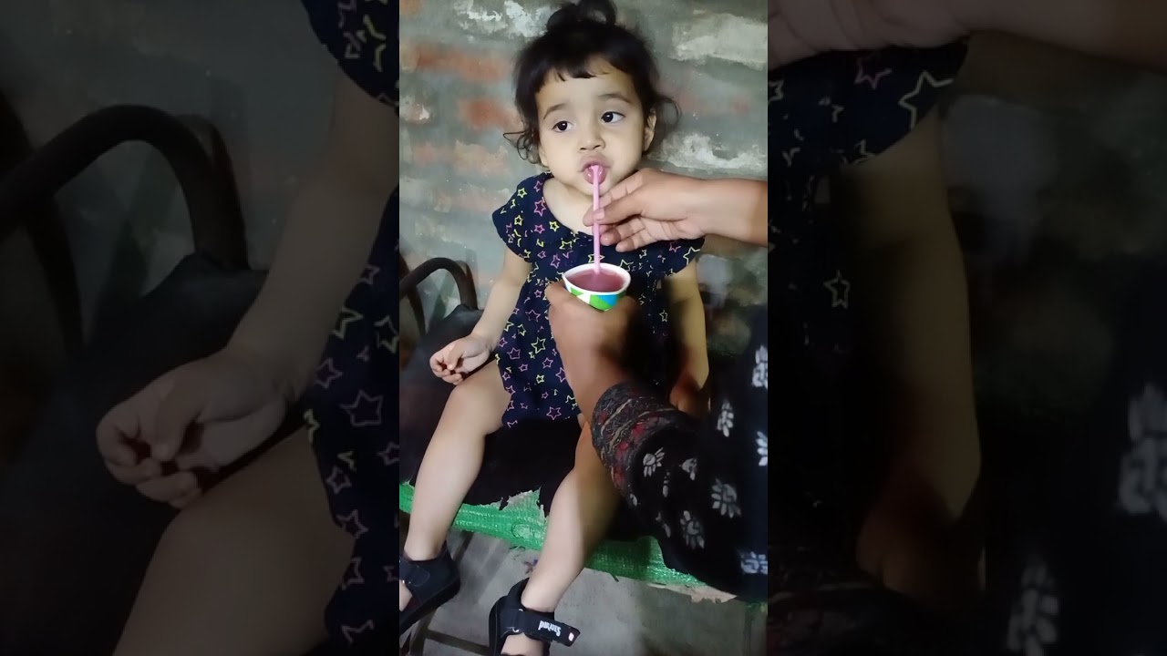 Stuti drink fruit juice with straw I Cute Video I Baby drink juice with straw