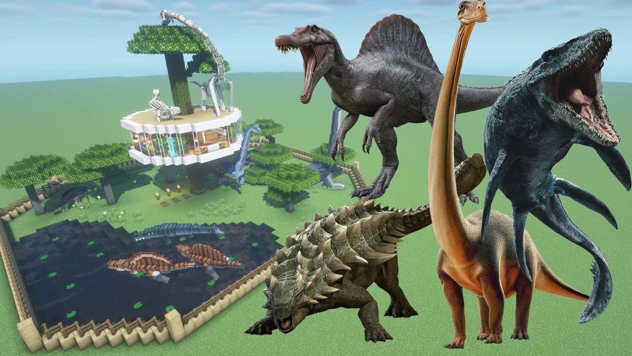 How To Make a Brachiosaurus, Spinosaurus, Ankylosaurus, and Mosasaurus Farm in Minecraft PE