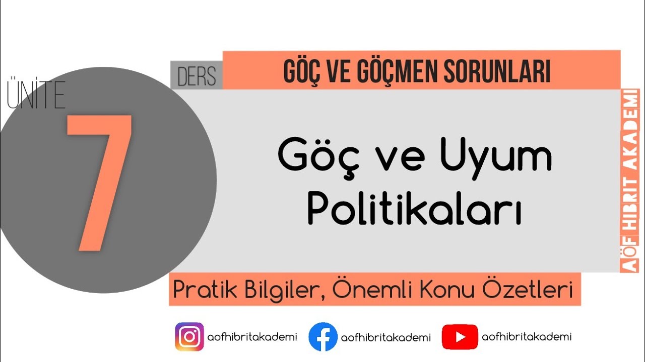 AÖF - Göç ve Göçmen Sorunları Dersi 7. Ünite - Acil Durum ve Afet Yönetimi Bölümü