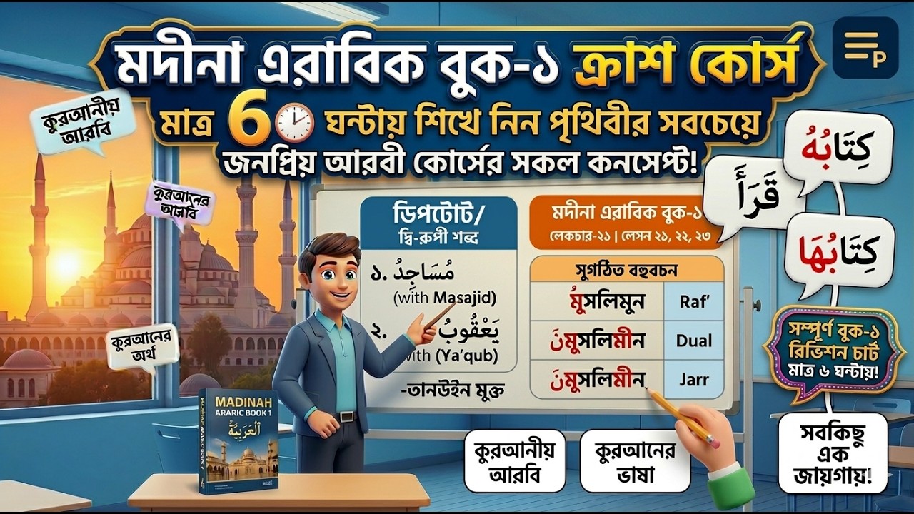 মদীনা এরাবিক বুক-১ ক্র্যাশ কোর্স । মাত্র ৬ ঘন্টায় শিখুন কুরআনীয় আরবি (বুক-১) এর সকল গ্রামার কনসেপ্ট!