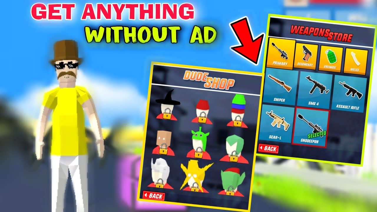HOW TO GET ANY GUNS AND  CUSTOMIZATION WITHOUT WATCHING AD IN MULTIPLAYER - DUDE THEFT WARS