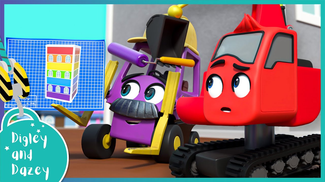 Brand New Rainbow Tower 🚧 🚜 | Digley and Dazey | Kids Construction Truck Cartoons