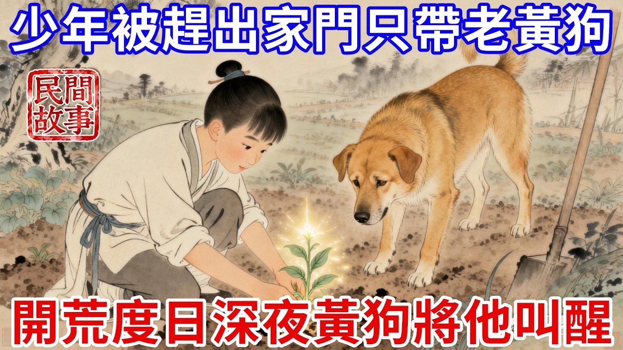 少年被哥嫂趕出家門，只帶一只老黃狗，搭草棚開荒度日，深夜黃狗將他叫醒，偶遇靈鹿贈他一株仙草，栽下便長出靈糧，從此不愁吃喝，富甲一方！#民間故事 #傳統文化 #原創虛構 #華語有聲書 #槐樹下聽書