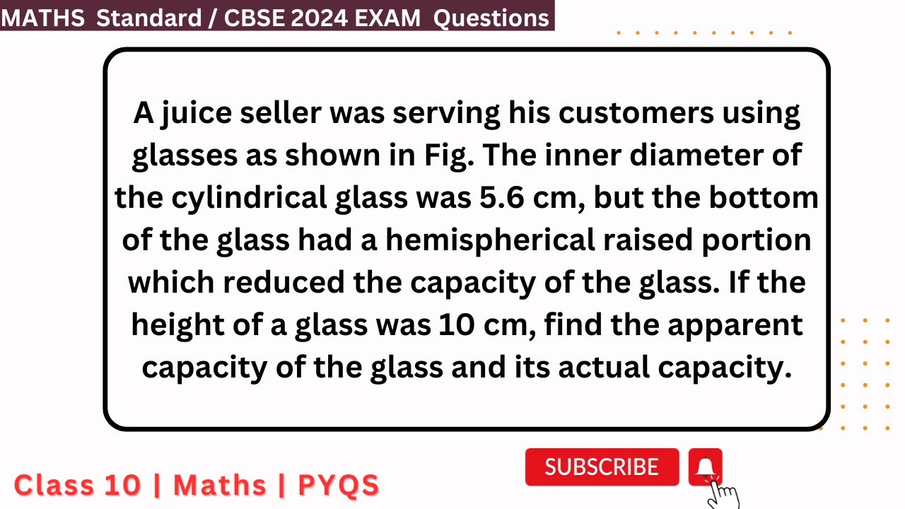 A juice seller was serving his customers using glasses as shown in Fig. The inner diameter of the cy