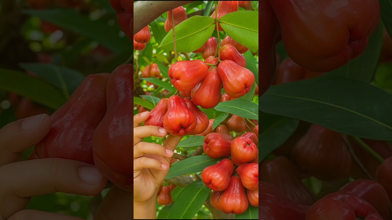 Water apple fruit || Rose apple fruit harvesting #satisfying #fruit #shorts