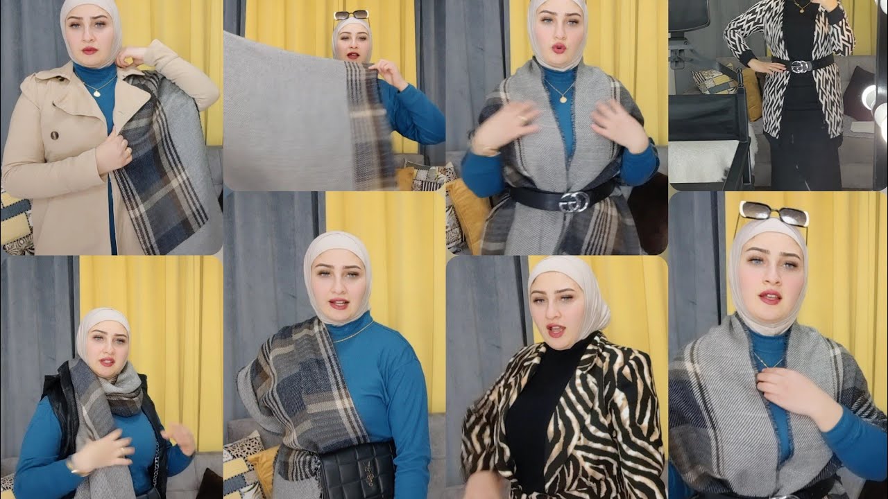 طرق جديدة لف الشال الكاروهات بكل سهوله وشيك جداً كارما الشهاوي