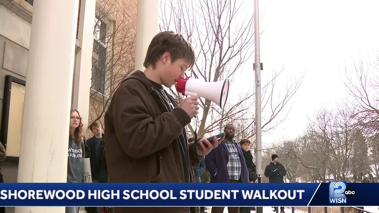 Shorewood High School student walk out against ICE