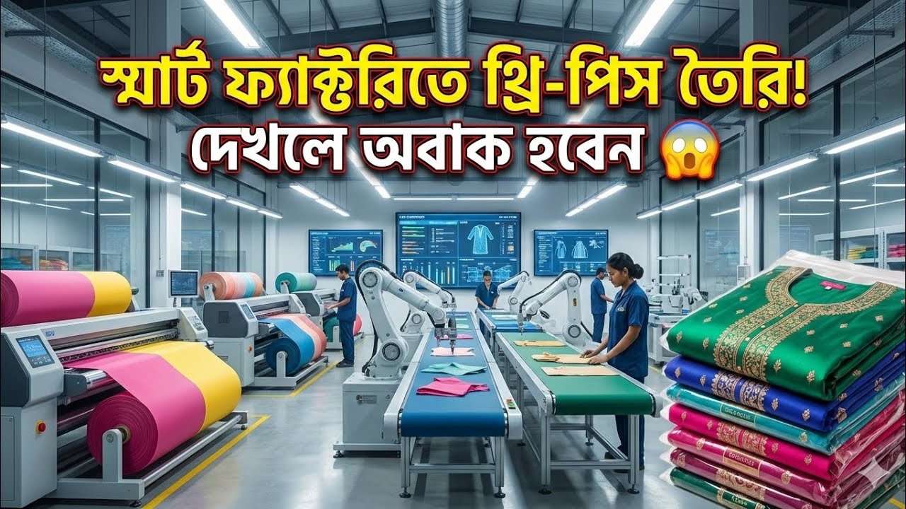 মানুষ নয়, মেশিন বানাচ্ছে থ্রি-পিস! | Smart Factory Clothing Production