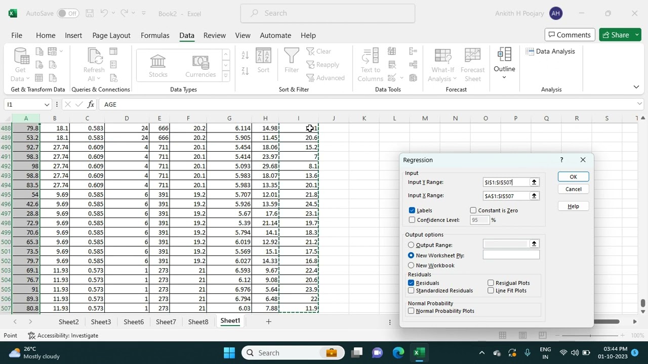 Regression Model / Predictive model in Excel