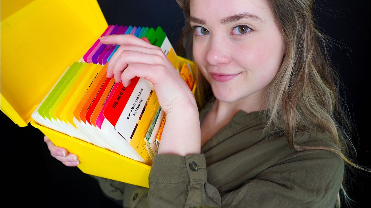 ASMR Organizing~Shuffling~Writing Recipe Cards ✏️ Roleplay, Crinkle Paper Sounds, Tracing, Whisper