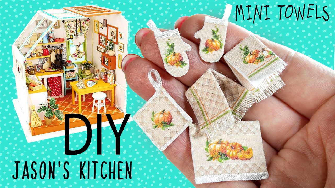 DIY Jason's Miniature Kitchen | Miniature Towels and Oven Mitts OOAK | Robotime Rolife