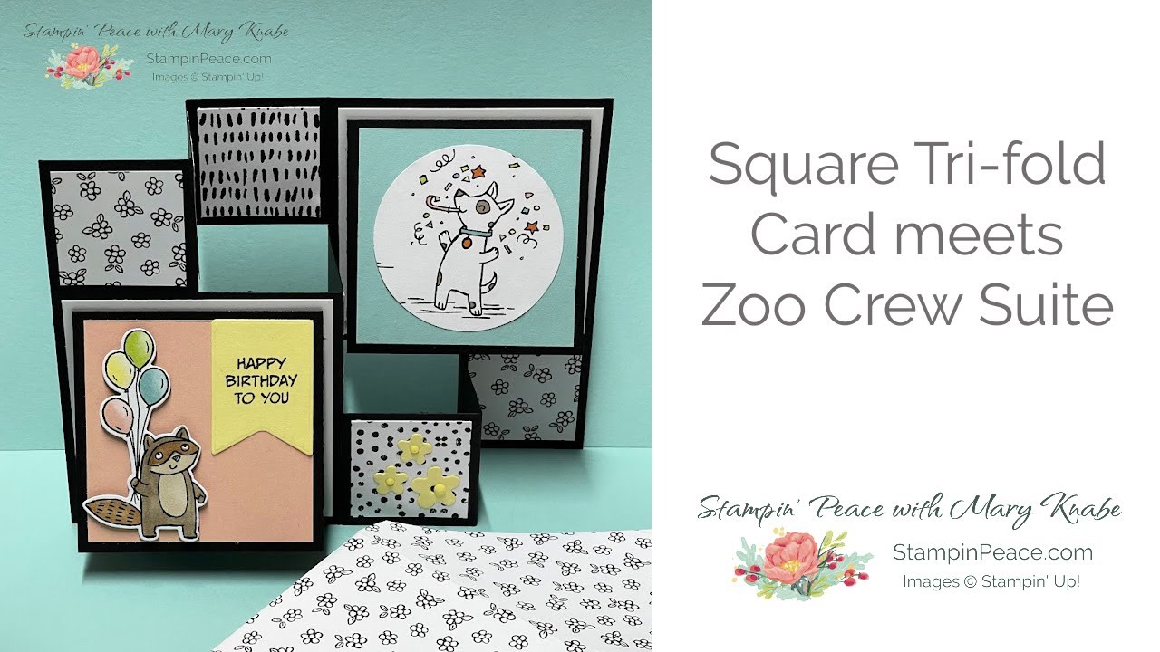 Square Tri-fold Fun Fold Card meets Zoo Crew