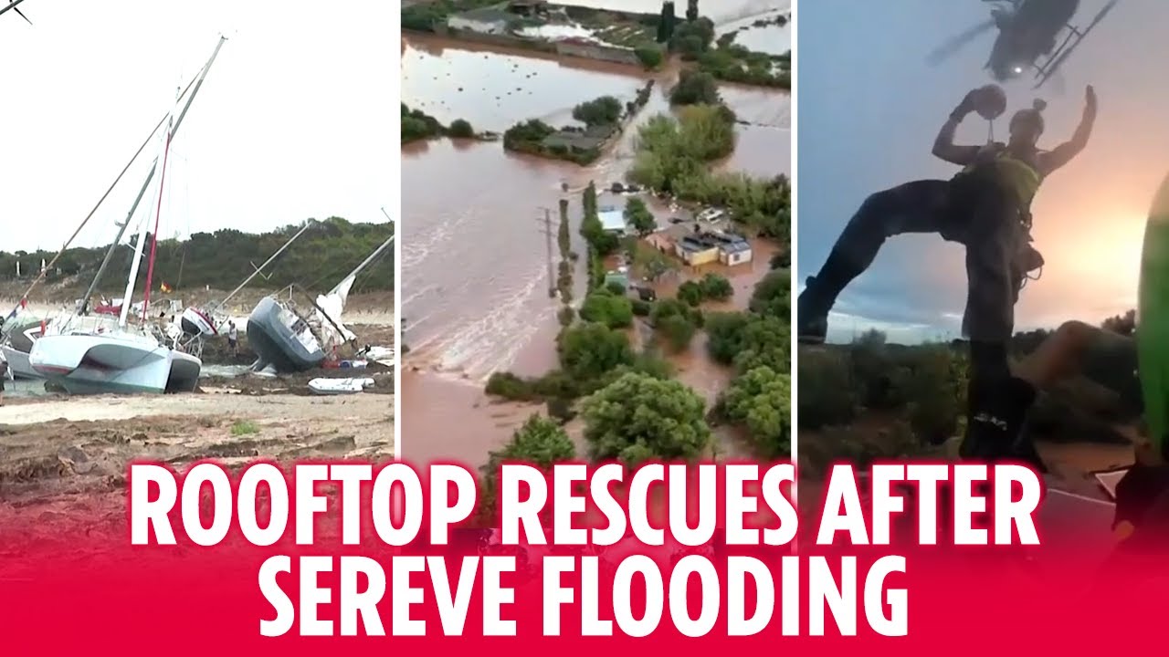 Severe flooding led to rooftop rescues as tourists were stranded in Menorca and Mallorca