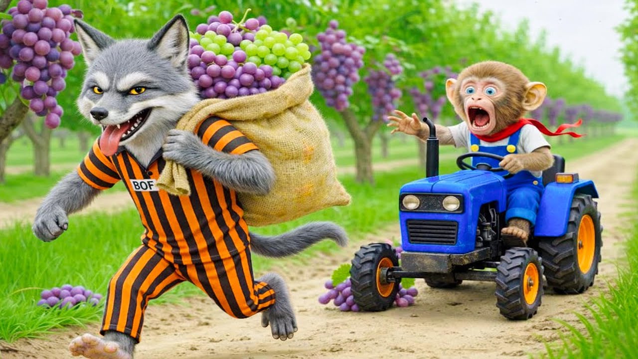 Monkey NaNa Blueberry Harvest Takes a Turn—His Smart Rescue Saves a Rabbit Injured by a Nail!