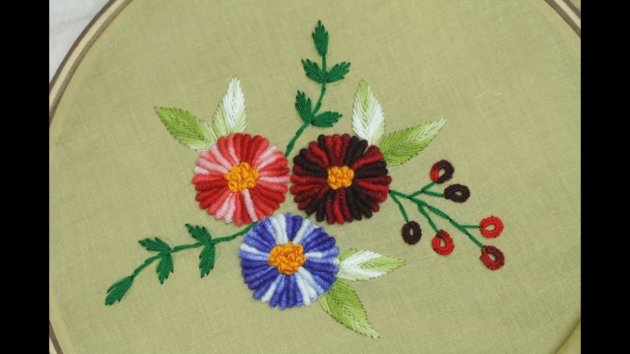 Hand embroidery designs | Bullion knot stitch