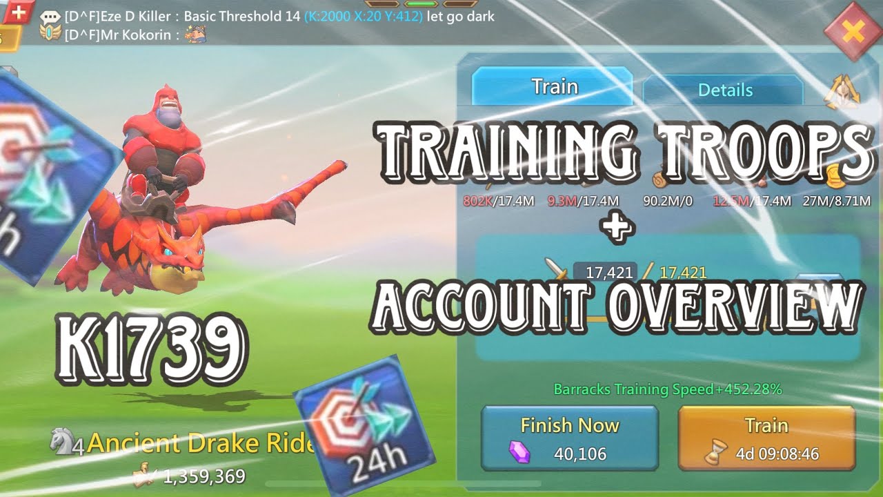 Lords Mobile: TRAINING TROOPS ON MY K1739 ACCOUNT + ACCOUNT OVERVIEW ( LETS COME BACK GUYS!! )