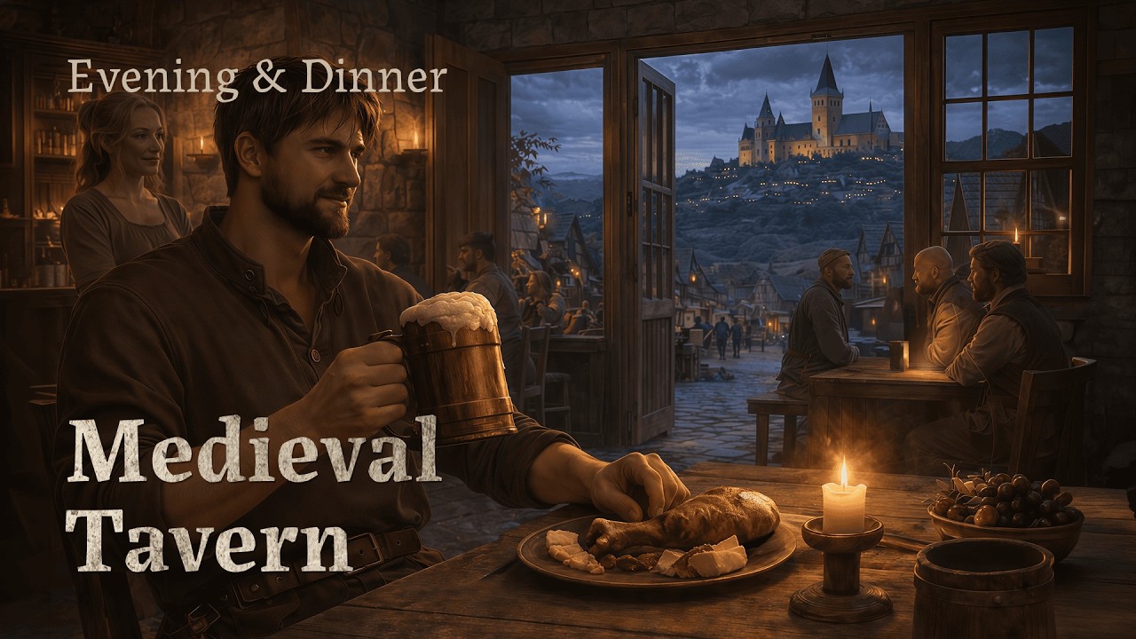 Warm Medieval Tavern 🍲 Cozy Fantasy Ambience for Evening & Dinner (3 Hours)