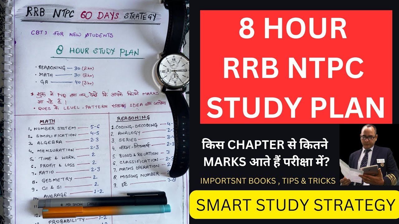 RRB NTPC 8 HOUR STUDY PLAN FOR NEW STUDENTS