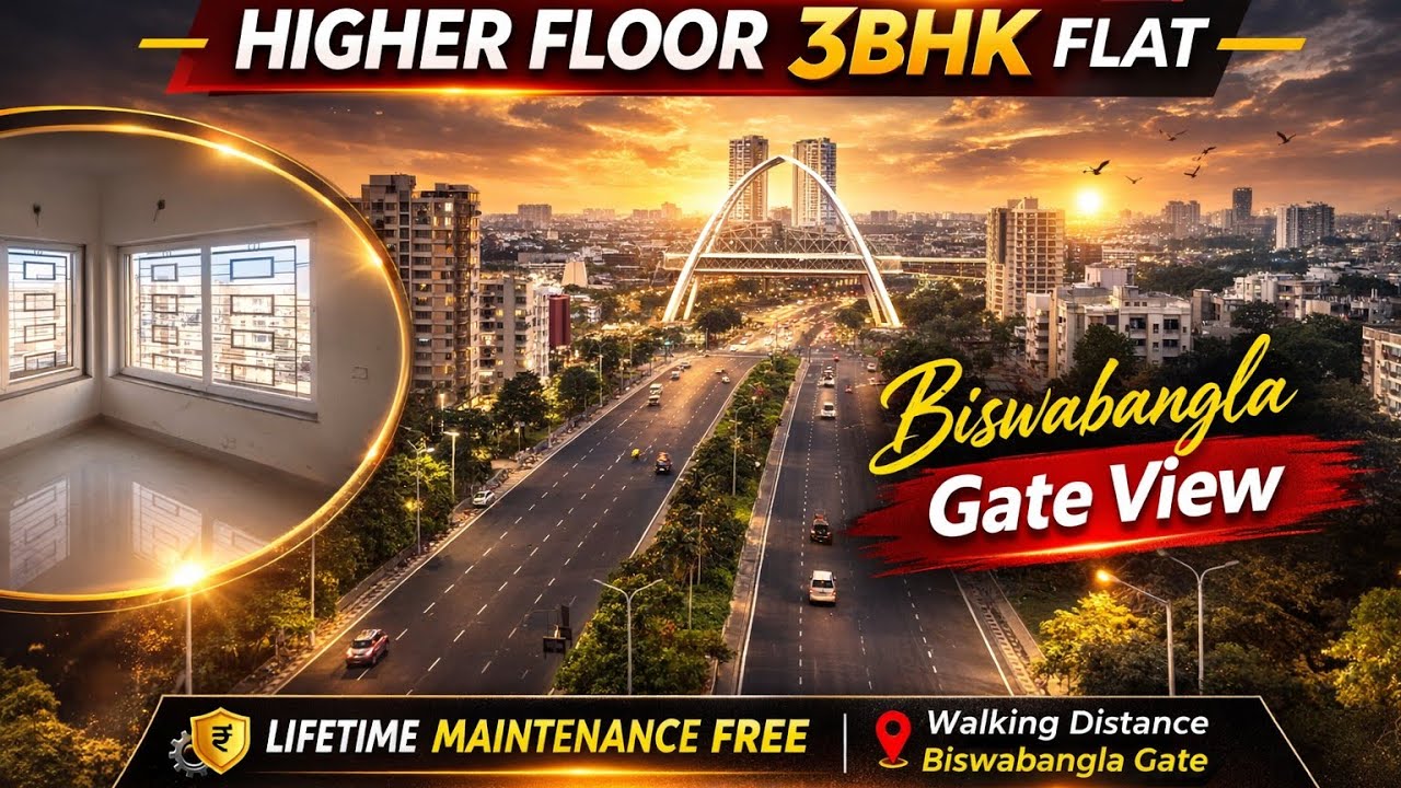 Higher Floor 3BHK Near Biswabangla Gate | Lifetime Maintenance Free | New Town 🔍🏡