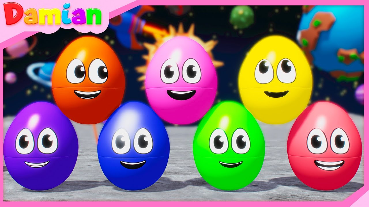 Cinco Huevitos de Bolos | Canción de Bolos Coloridos | Damian Nursery Rhymes & Kids Songs