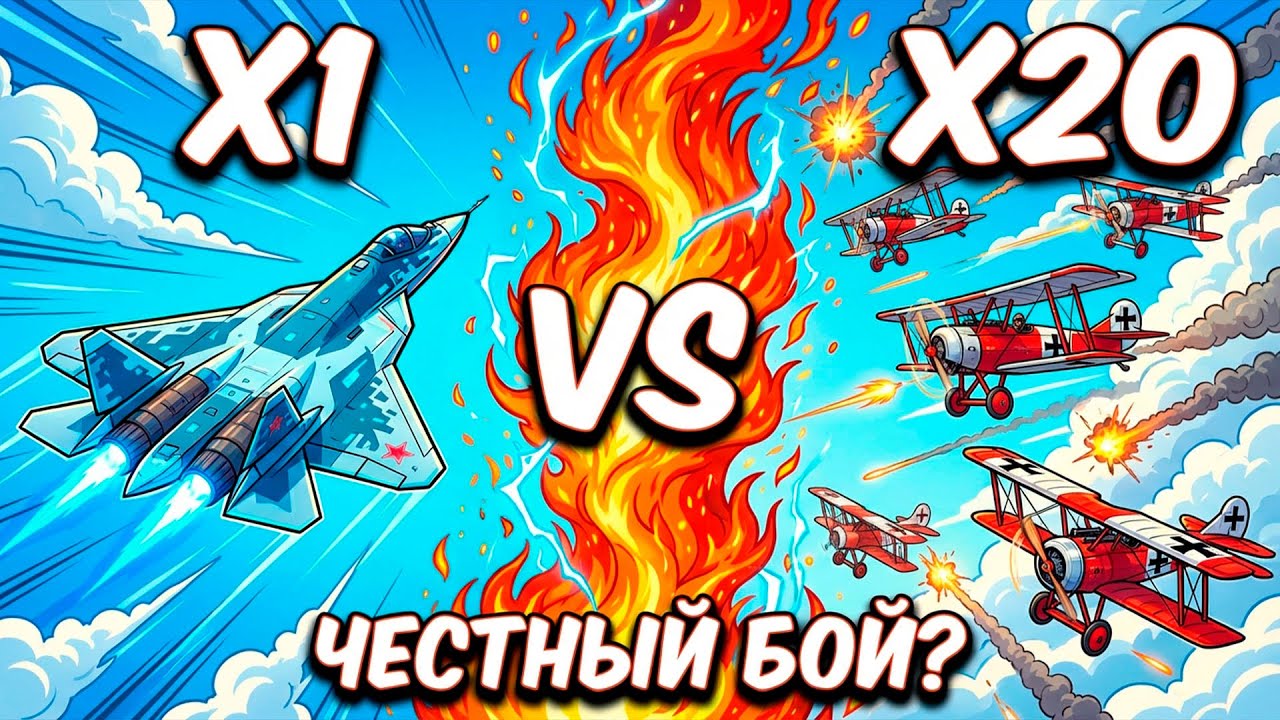 ЧТО ЕСЛИ Современный ИСТРЕБИТЕЛЬ СУ-57 попадет в воздушный бой Первой Мировой? (Красный Барон против