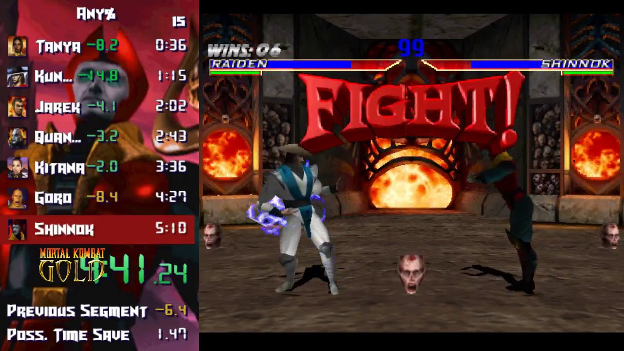 Mortal Kombat Gold - Any% (1 on 1 Kombat) Speedrun in [5:06]