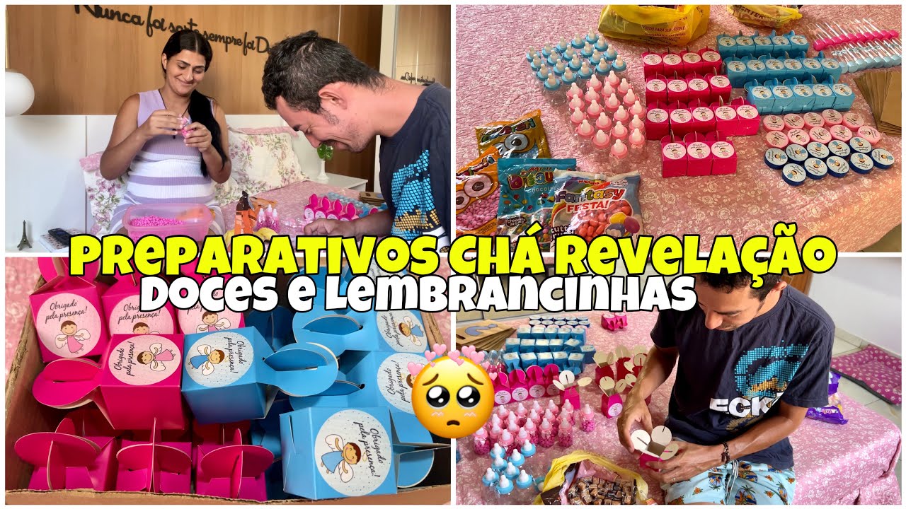 COLOCAMOS OS DOCES NAS LEMBRANCINHAS/ ÚLTIMOS PREPARATIVOS PARA O CHÁ REVELAÇÃO + TÁ CHEGANDO O DIA