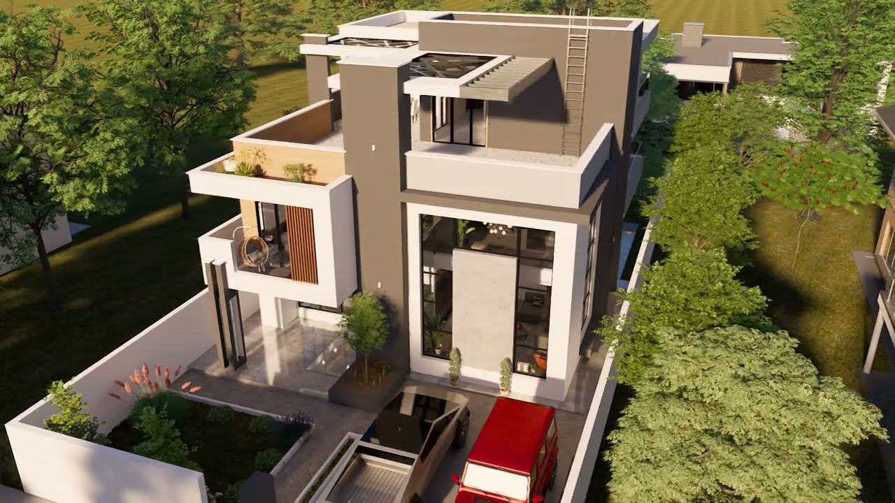 Four Bedroom 2 Storey Modern House Design-Plot Size 50x100