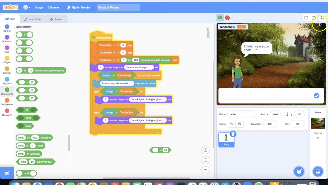 Scratch3 ile sayı tahmin oyunu yapmak.