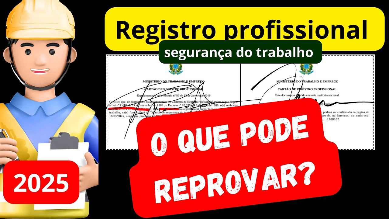 Como n&atilde;o ser reprovado na emiss&atilde;o do registro profissional de tecnico de seguran&ccedil;a do trabalho.