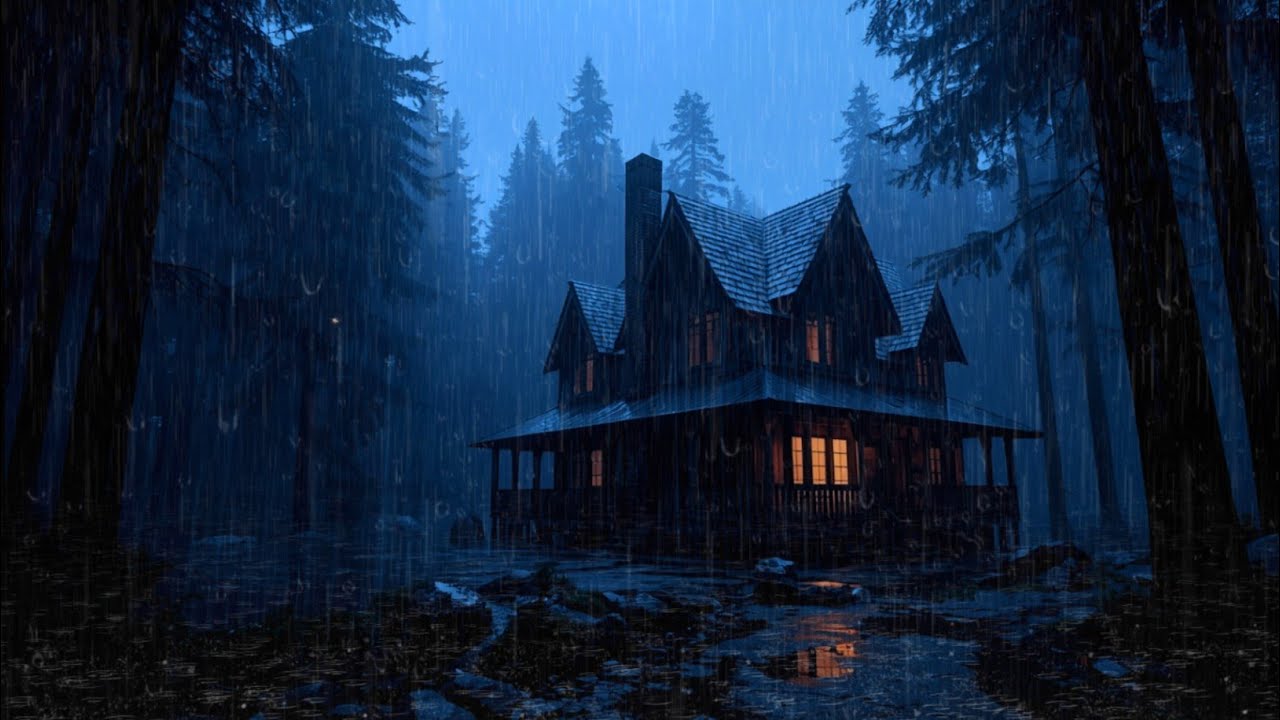 Cozy Forest Cabin in Heavy Rain at Night 🌧️ Relaxing Rain Sounds for Deep Sleep