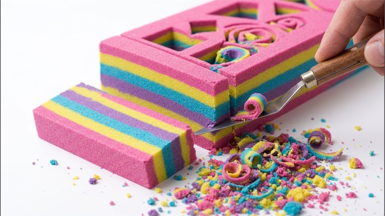 Satisfying Kinetic Sand Cutting & Slicing | Relaxing ASMR Sounds💜✨🌈